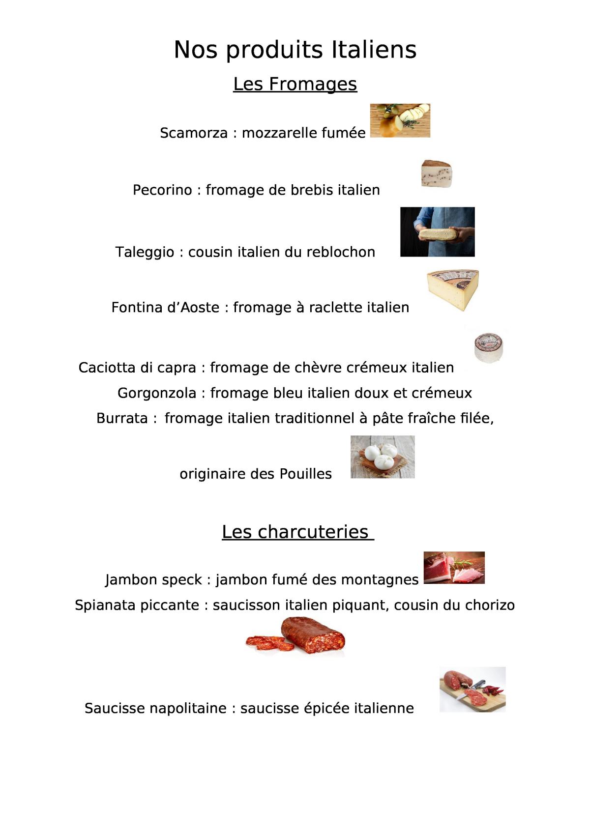 nos produits italiens